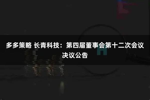 多多策略 长青科技：第四届董事会第十二次会议决议公告