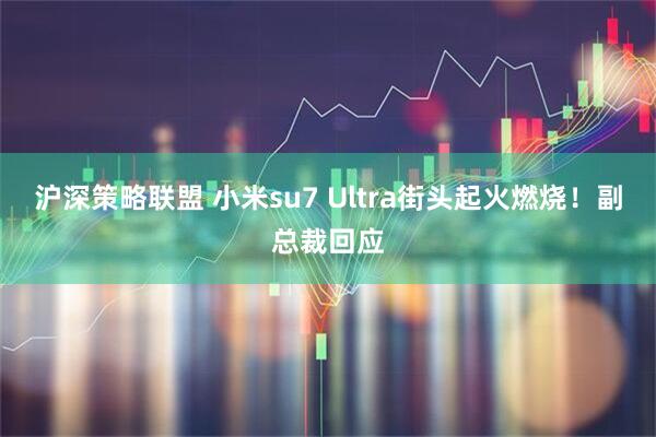 沪深策略联盟 小米su7 Ultra街头起火燃烧！副总裁回应