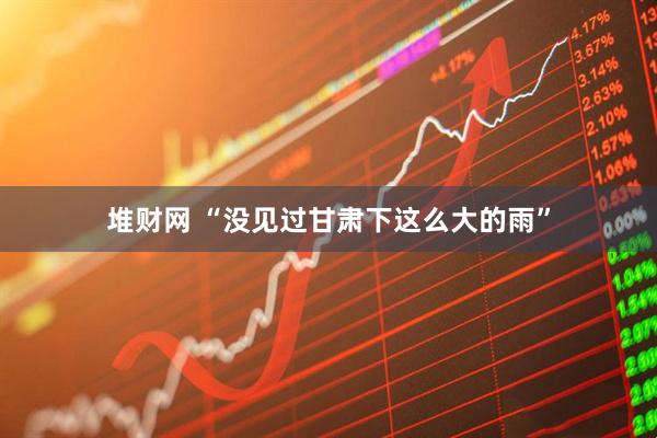 堆财网 “没见过甘肃下这么大的雨”