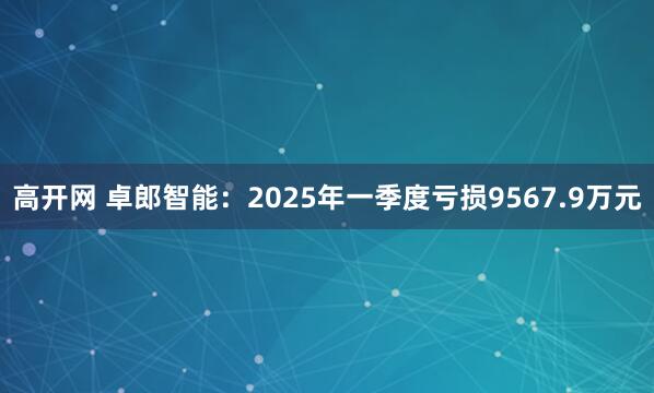 高开网 卓郎智能：2025年一季度亏损9567.9万元
